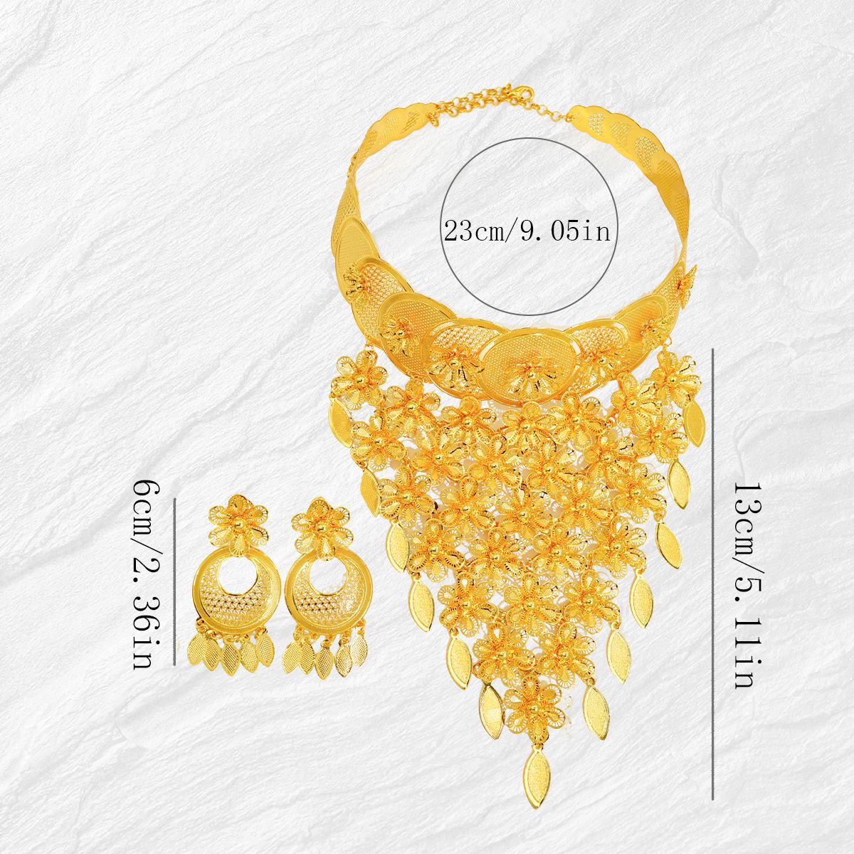 Radiant Dubai Floral Jewelry Set - Wedding Banquet Elegance | iBrilliance