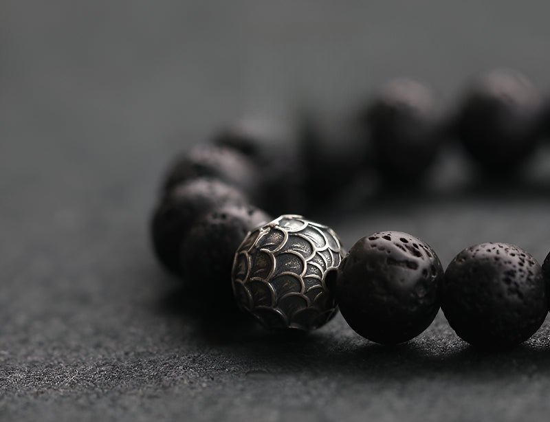 Men's Black Stone Volcanic Stone Jewelry Handheld Bracelet Fortune Bracelet