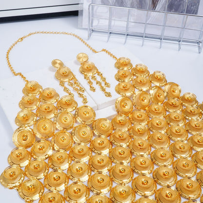 24K Gold Plated Tassel Bridal Jewelry Set - Luminous Wedding Statement | iBrilliance