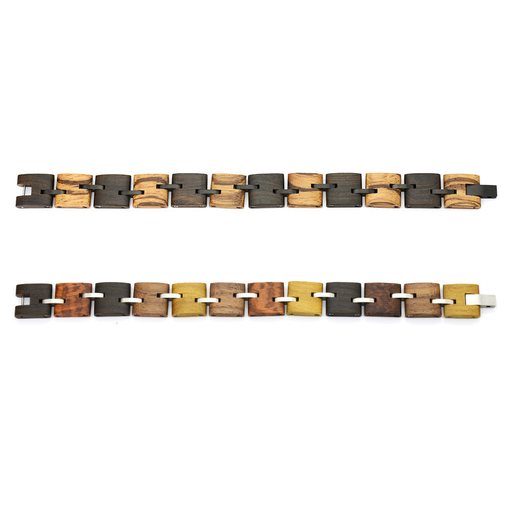 Sandalwood Bracelet | Vintage Stainless Steel & Natural Wood Bracelet
