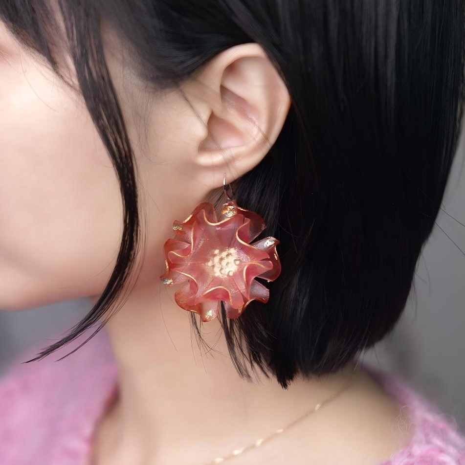 Devoted | Sculptural Leather Flower Earrings E04