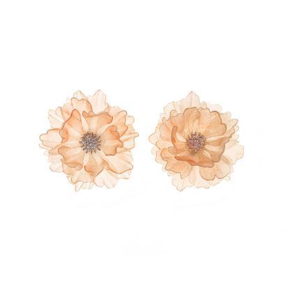 Ablaze | Sculptural Leather Peony Earrings E02