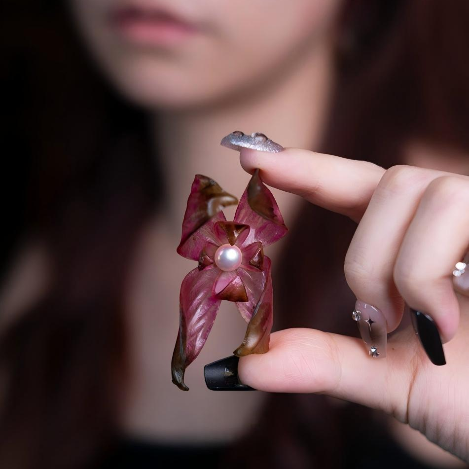 Dancer | Sculptural Leather Flower Earrings E01