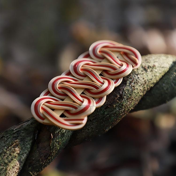 Bamboo Weave Hair Clip & Brooch | Intangible Heritage | BW01 Red & Natural Brooch