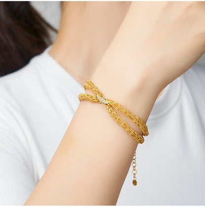 Sterling Silver Four-Point Star Mesh Bracelet | Woven Bracelet BR09