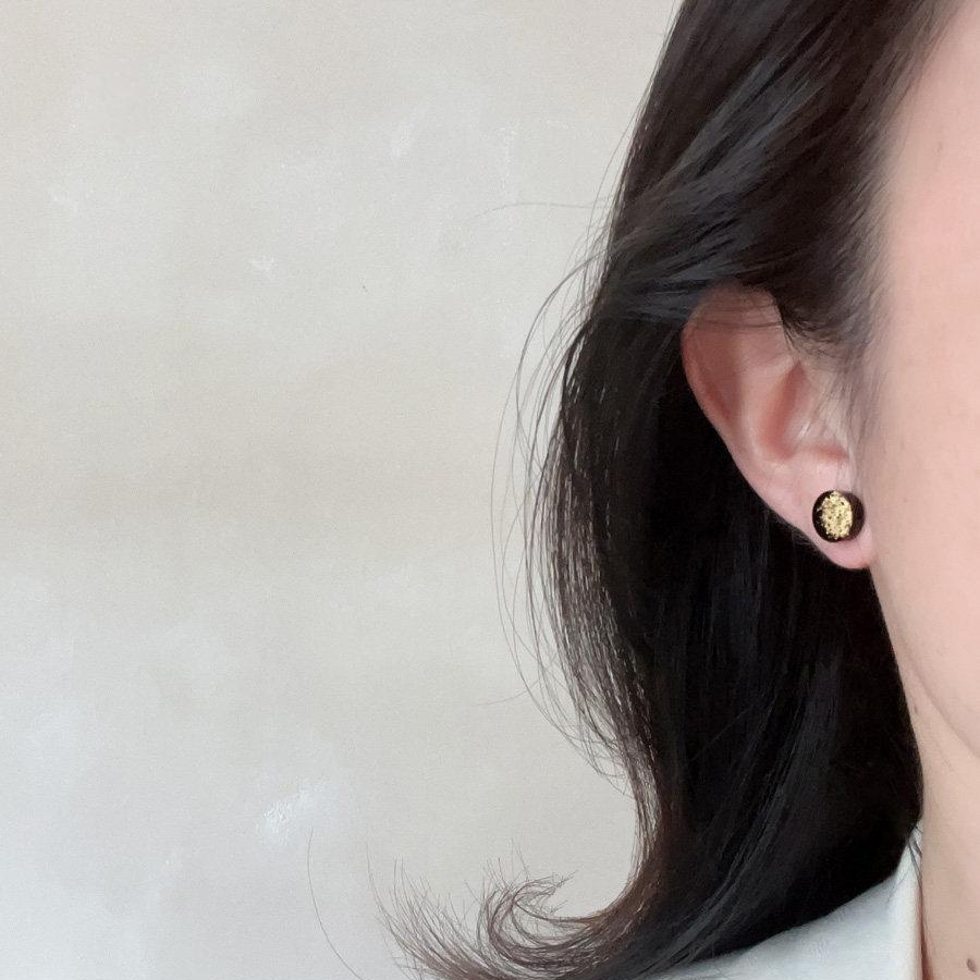 Moon Phase Ceramic Studs | 5-Piece Gold Leaf Set 003 Earring