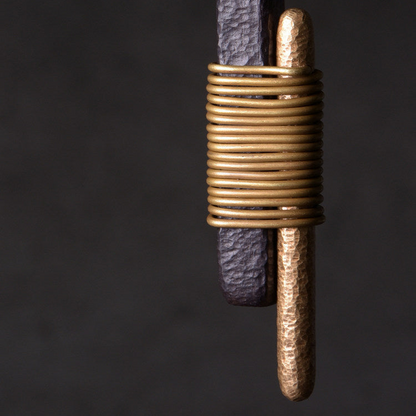Vintage Ebony & Brass Wire Wrapped Pendant Necklace | NK01