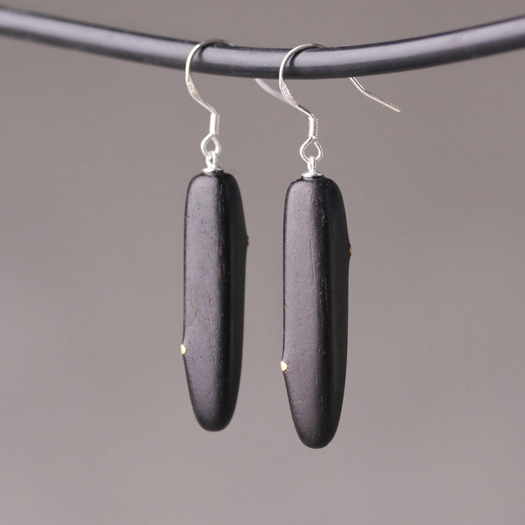 Ebony Wood Drop Earrings | Wooden Earrings ER04