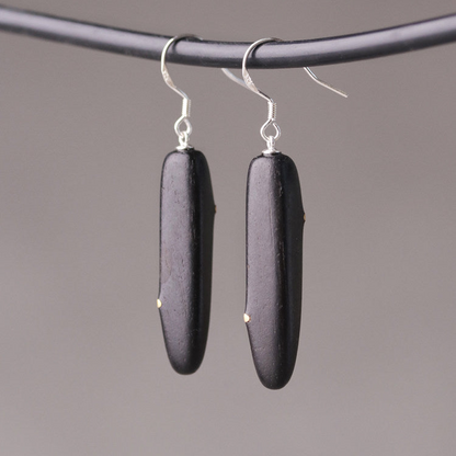 Ebony Wood Drop Earrings | Wooden Earrings ER04
