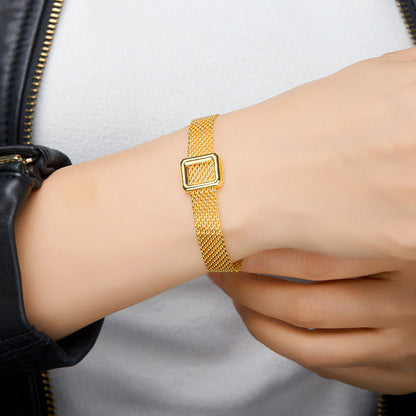 Sterling Silver Square-Detail Mesh Bracelet | Woven Bracelet BR11 Bracelet