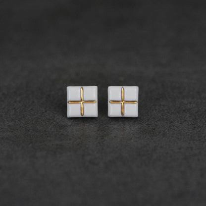 Ross Ceramic Block Earrings | Geometric Earrings ER17