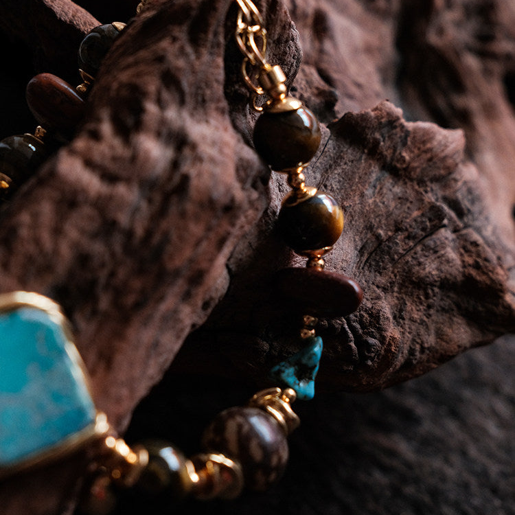 Moon Between Pines | Natural Turquoise Beaded Bracelet B02
