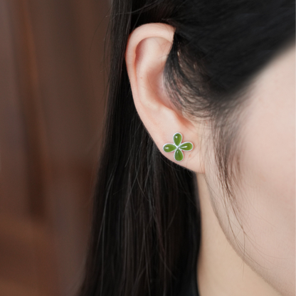 Four Seasons Joy | Jade Four-Leaf Stud Earrings SJ01 Earring