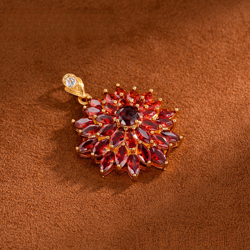Colorful Flower Zircon Pendant Fashion Retro Style