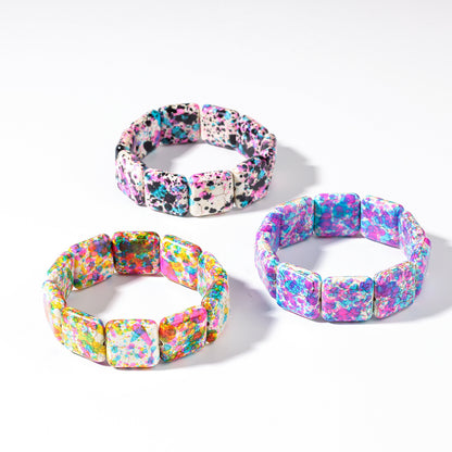 Square Natural Stone Hand-Strung Colorful Bracelet Beach Vacation Bohemian Bracelet Turquoise