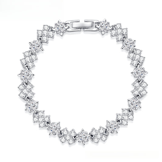 Gorgeous Dinner Bracelet Jewelry Red and White Zircon Inlaid Bracelet