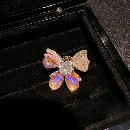 Vintage Dragonfly Butterfly Christmas Tree Brooch Gold Plated Zircon Pin Butterfly-S