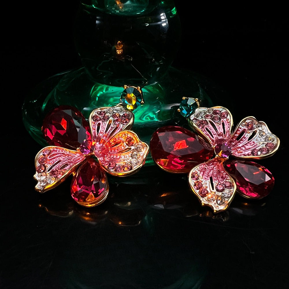 Vintage Floral Enamel Jewelry Set - Hand-Glazed Elegance | iBrilliance Accessories