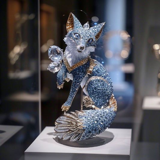 High-quality custom made heavy-duty high-grade blue fox brooch pendant dual-purpose jewelry