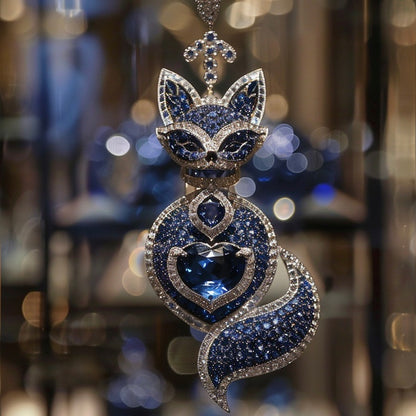High-quality custom made heavy-duty high-grade blue fox brooch pendant dual-purpose jewelry