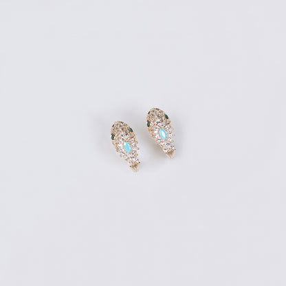 Fashionable micro-inlaid zircon snake necklace earring jewelry set banquet high-end snake necklace earrings