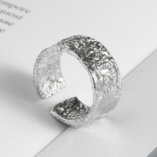 Open ring S925 sterling silver wholesale index finger ring women's ins simple style tin foil trendy