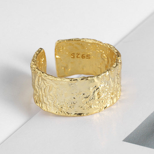 Open ring S925 sterling silver wholesale index finger ring women's ins simple style tin foil trendy