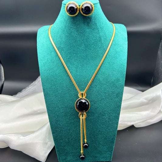 Pearl adjustable long sweater chain fashionable temperament all-match sweater chain earrings set