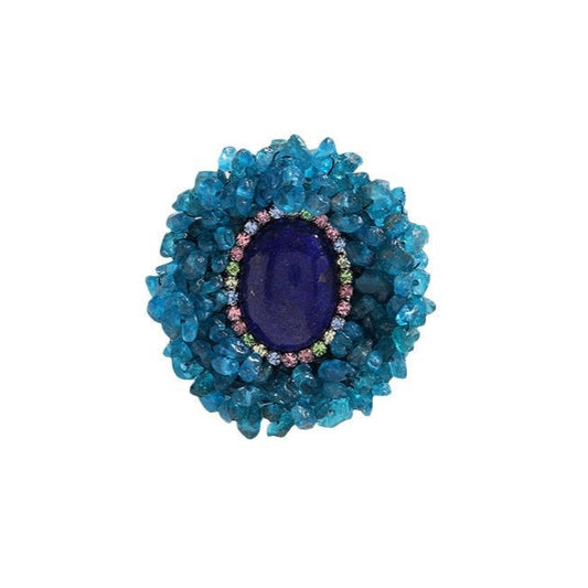 Lapis lazuli brooch new style genuine fashion alloy diamond brooch decorative corsage creative pin female