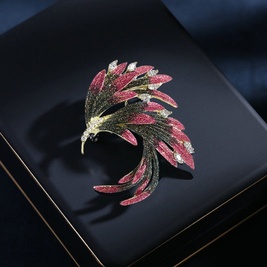 Retro Phoenix Corsage Cheongsam Dress Accessories Elegant Temperament Brooch Chinese Style Gradient Feather Brooch