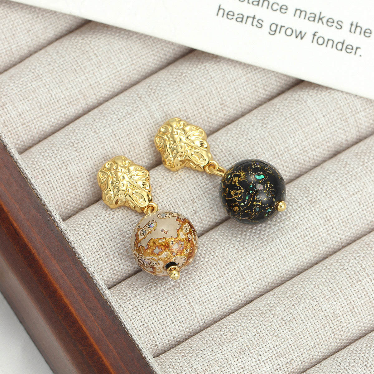 Intangible cultural heritage large lacquer beads new Chinese style earrings asymmetrical simple retro 925 silver needle niche design high-end earrings