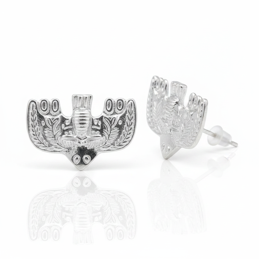 Wondrous Soaring Bird Stud Earrings | Engraved Artisan Jewellery E02 Earring