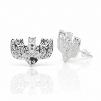 Wondrous Soaring Bird Stud Earrings | Engraved Artisan Jewellery E02 Earring