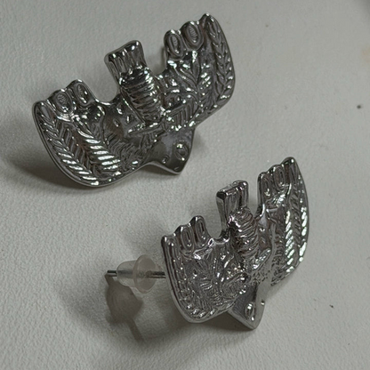 Wondrous Soaring Bird Stud Earrings | Engraved Artisan Jewellery E02 Earring