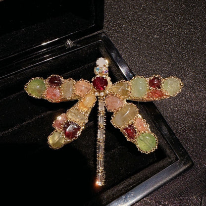 Vintage Dragonfly Butterfly Christmas Tree Brooch Gold Plated Zircon Pin Dragonfly