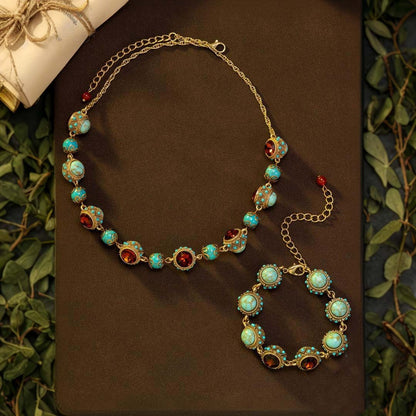 Turquoise & Zircon Beaded Set - Vintage Allure | iBrilliance