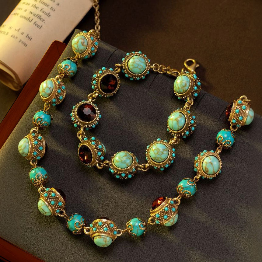 Turquoise & Zircon Beaded Set - Vintage Allure | iBrilliance