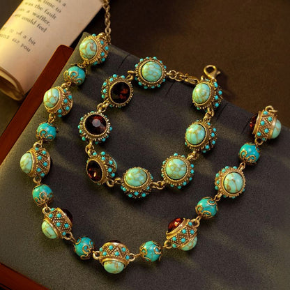 Turquoise & Zircon Beaded Set - Vintage Allure | iBrilliance