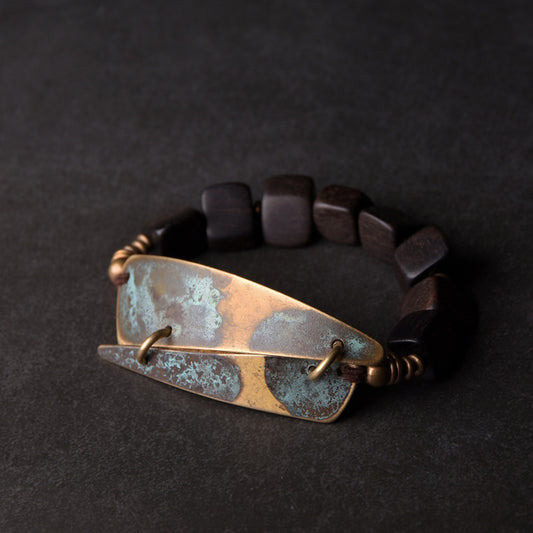 Vintage Bronze- und Ebenholzperlenarmband – Unisex-Stil | iBrilliance
