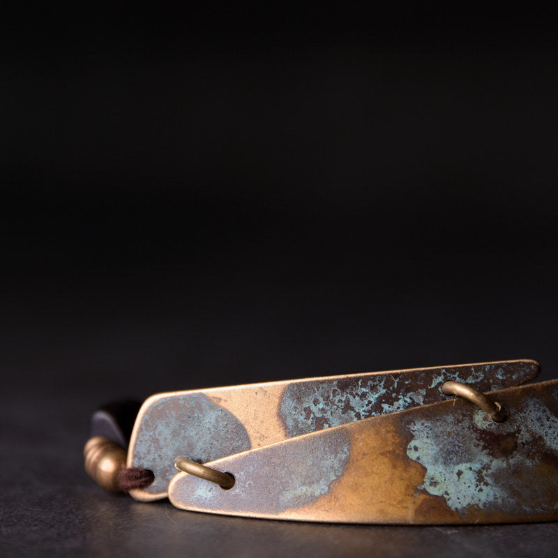 Vintage Bronze and Ebony Bead Bracelet – Unisex Style| iBrilliance