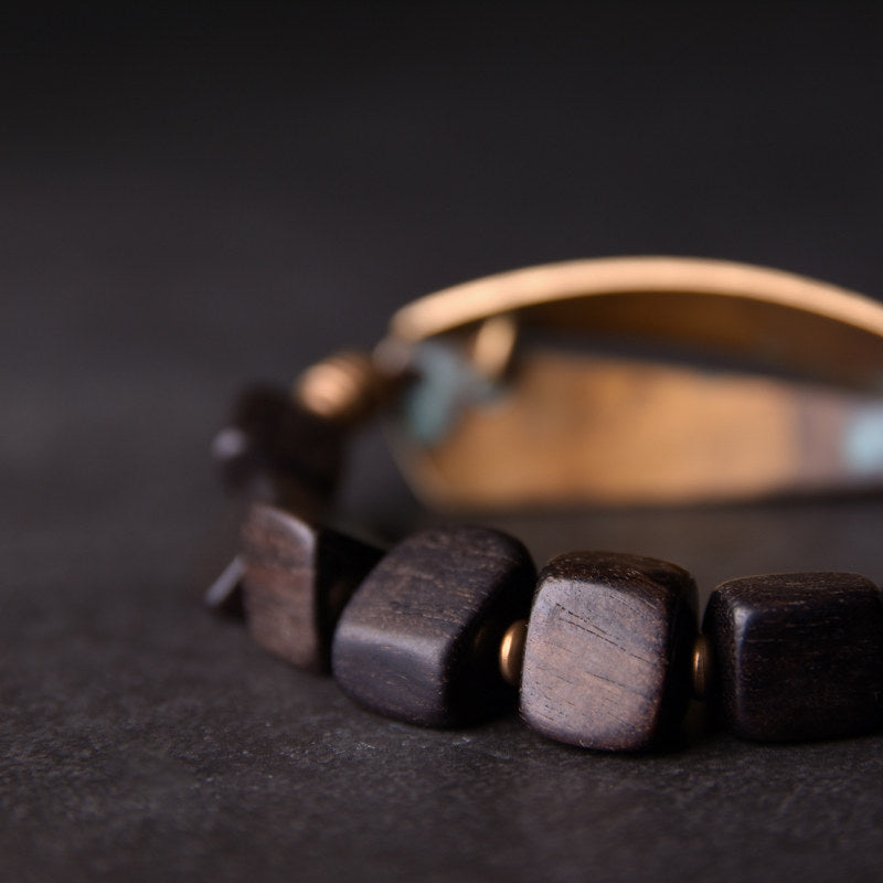 Vintage Bronze and Ebony Bead Bracelet – Unisex Style| iBrilliance