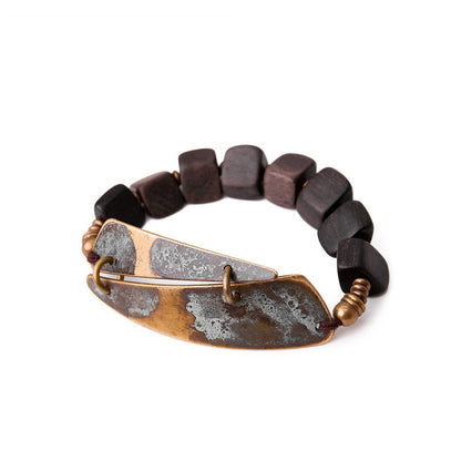 Vintage Bronze and Ebony Bead Bracelet – Unisex Style| iBrilliance