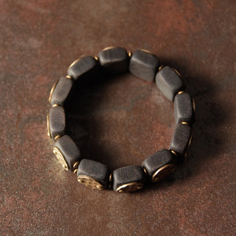 Vintage Ebony and Brass Block Statement Bracelet| iBrilliance