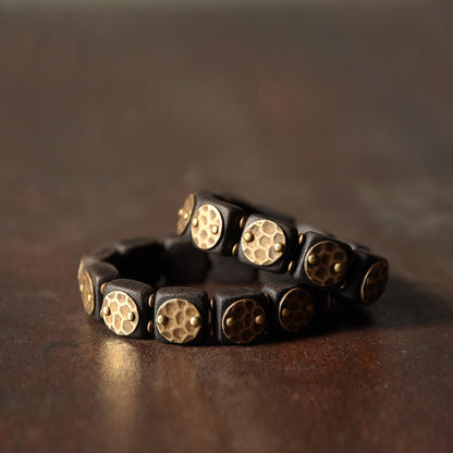 Vintage Ebony and Brass Block Statement Bracelet| iBrilliance