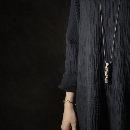 Vintage Ebony Brass Wire Wrapped Pendant Necklace| iBrilliance