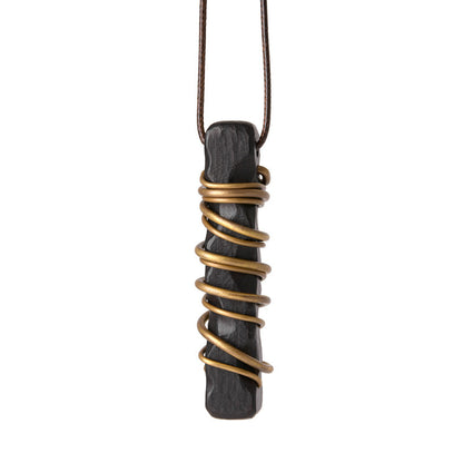 Vintage Ebony Brass Wire Wrapped Pendant Necklace| iBrilliance