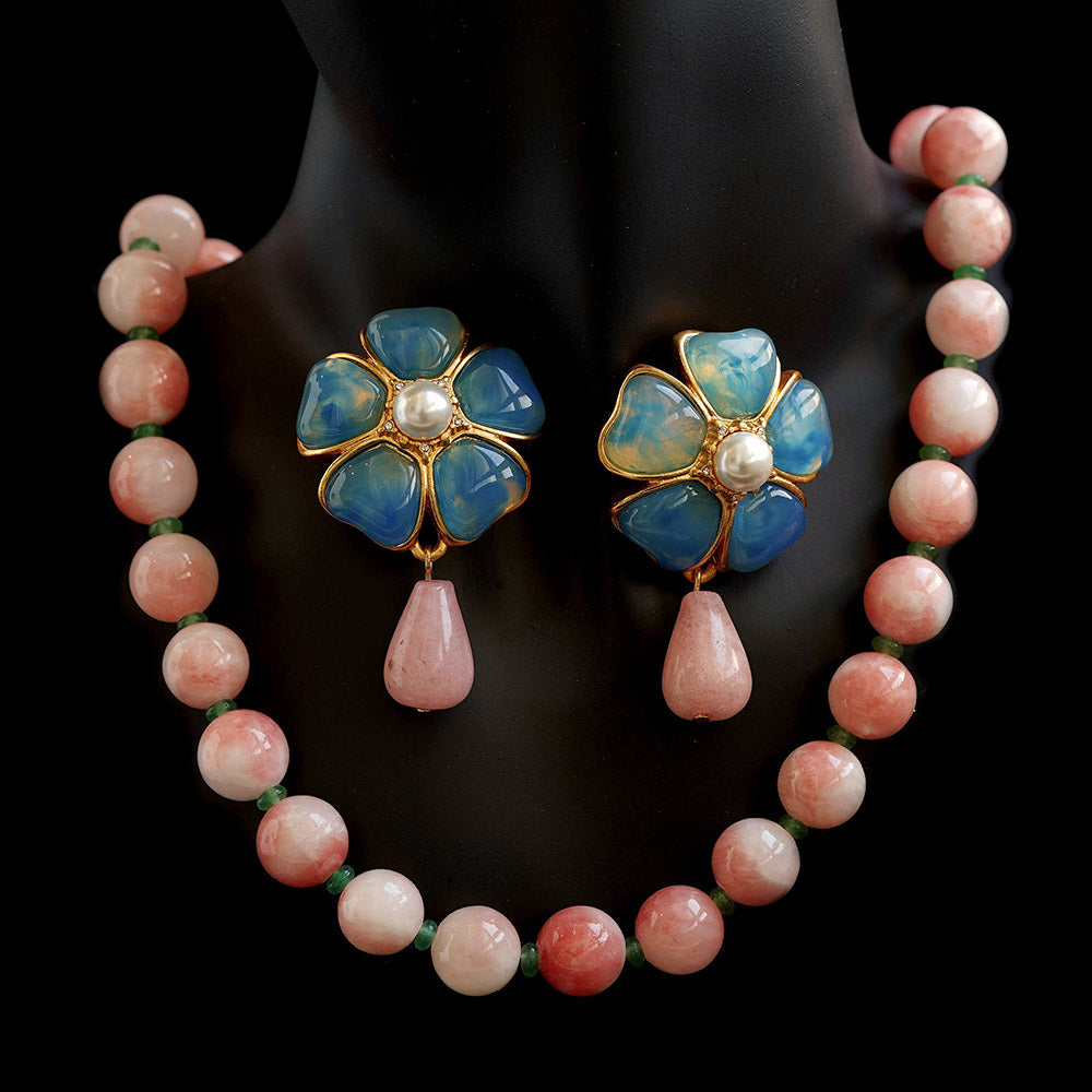 Vintage Pink Raw Stone Beaded Jewelry Collection| iBrilliance Jewelry Set