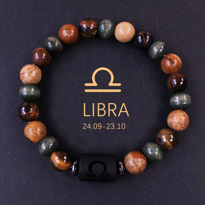 Twelve Constellations Bracelet Beaded Natural Stone Bracelet Universe Space Eight Planets Stone Picture Stone