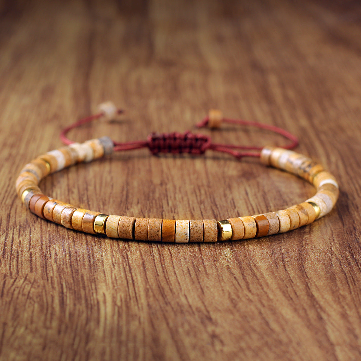 Adjustable Handmade Woven Bracelet Natural Stone Bohemian Colorful Aventurine Purple Braided Bracelet