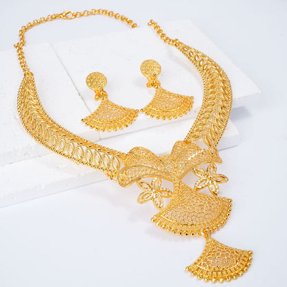 Exquisite Arabian Bridal Jewelry Set - Luminous 24K Gold Plated Statement | iBrilliance